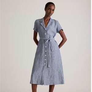 Quince Light Gray Button-Up Midi Dress